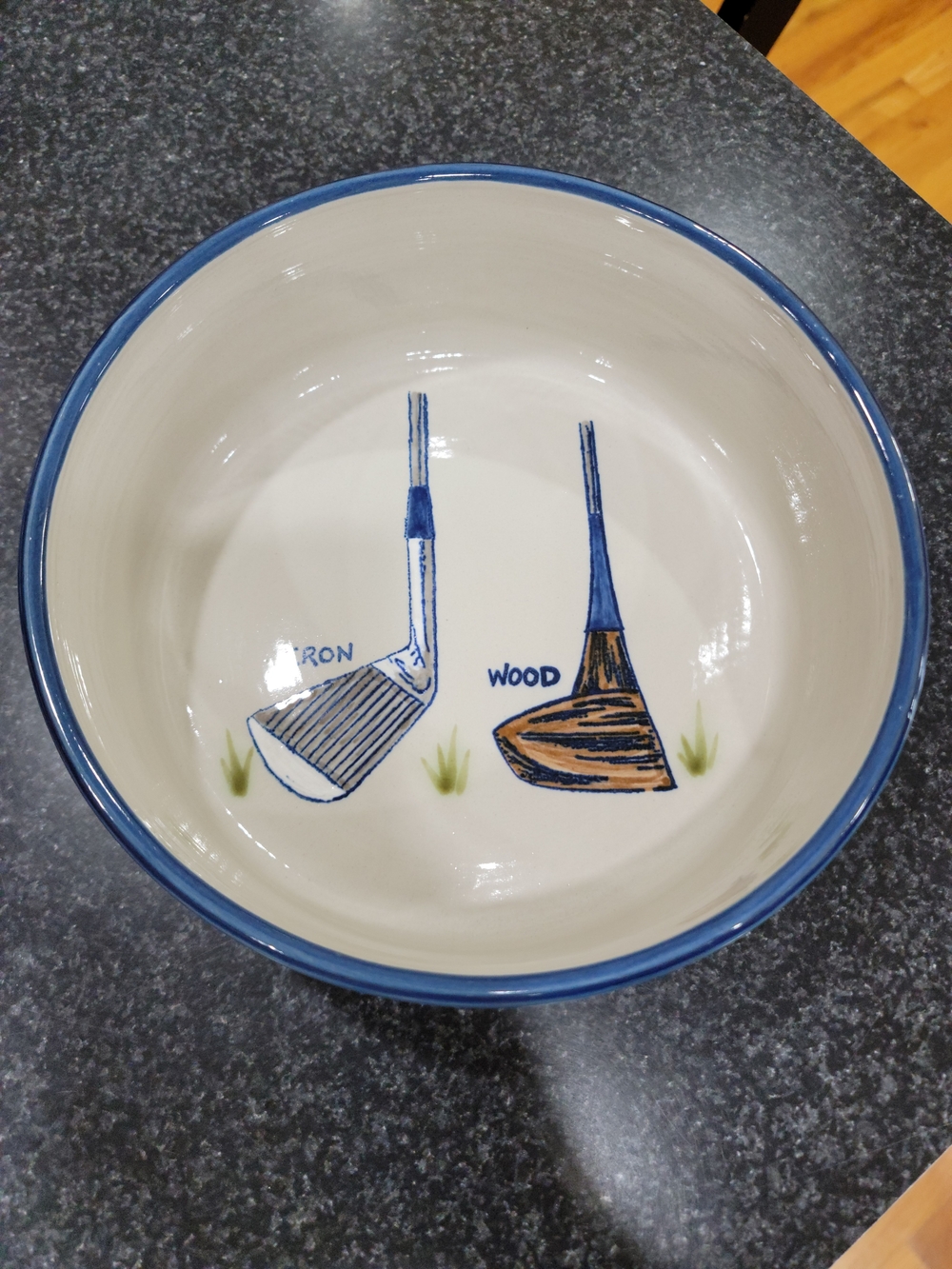 Louisville Stoneware Golf Theme Serving Bowl Vintage Handpainted Sports Decor